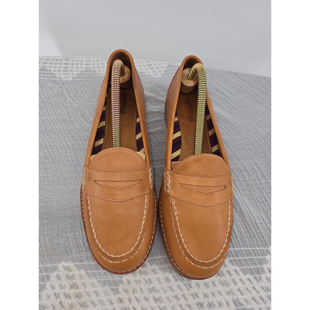 Sperry Top-Sider Seaport Tan Leather Penny Loafers Lug Sole 9236266 Womens 8M